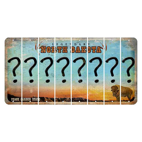 North Dakota Legendary Cut License Plate Strips (Set of 8) Question Mark