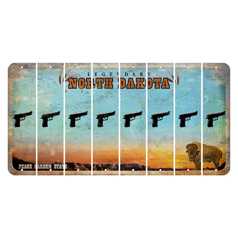 North Dakota Legendary Cut License Plate Strips (Set of 8) Handgun