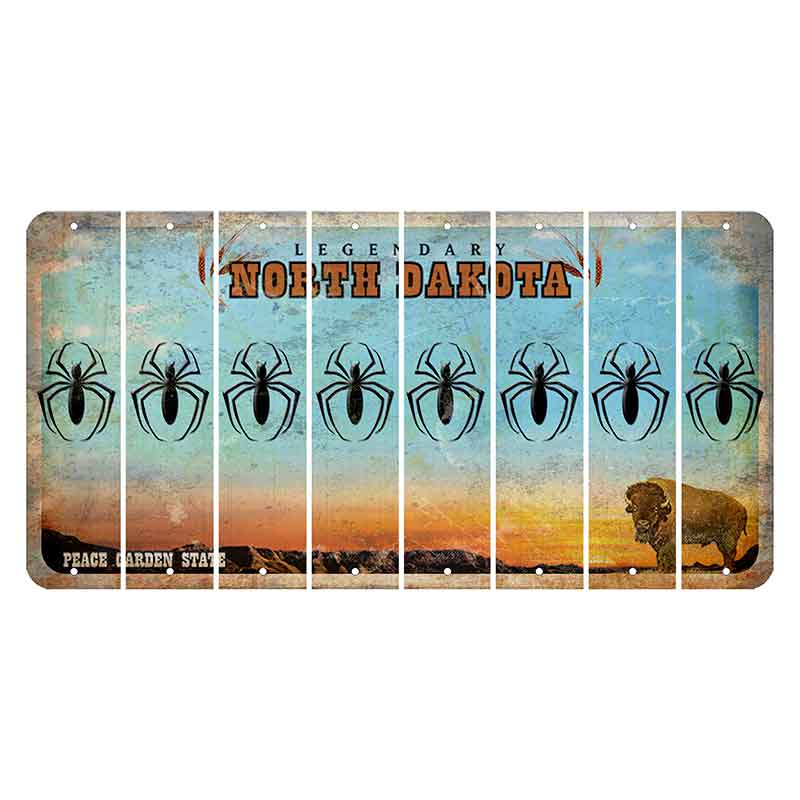 North Dakota Legendary Cut License Plate Strips (Set of 8) Spider