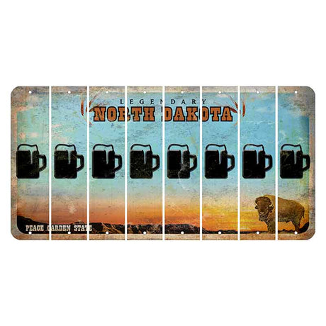 North Dakota Legendary Cut License Plate Strips (Set of 8) Beer Mug