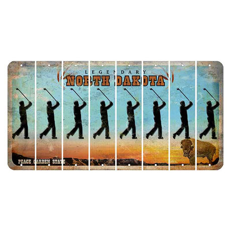 North Dakota Legendary Cut License Plate Strips (Set of 8) Male Golfer