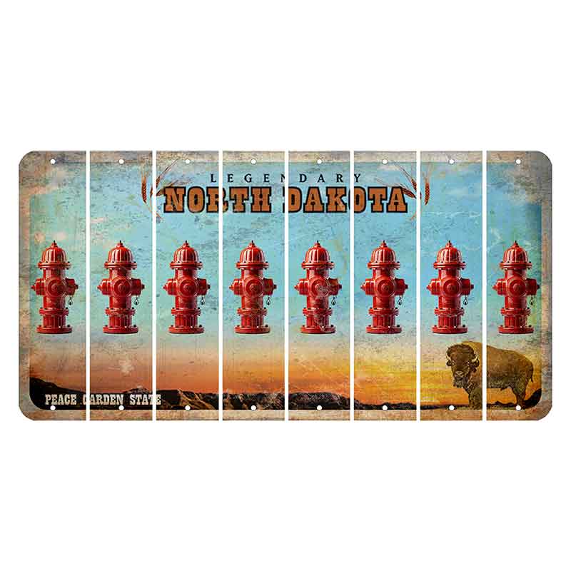 North Dakota Legendary Cut License Plate Strips (Set of 8) Fire Hydrant