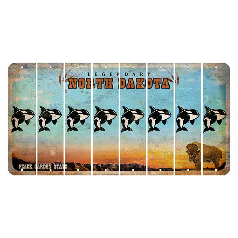 North Dakota Legendary Cut License Plate Strips (Set of 8) Whale