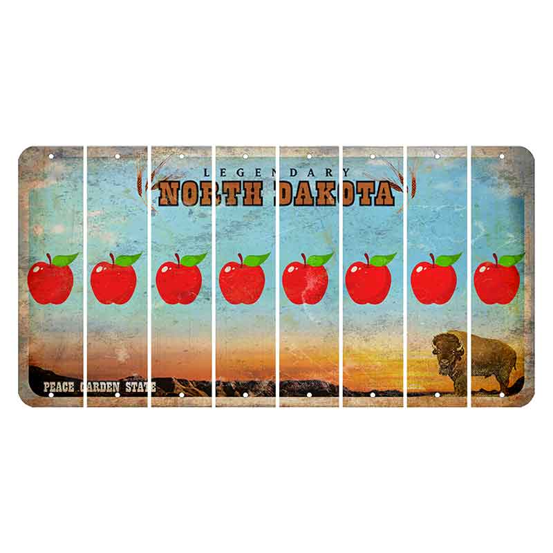 North Dakota Legendary Cut License Plate Strips (Set of 8) Apple