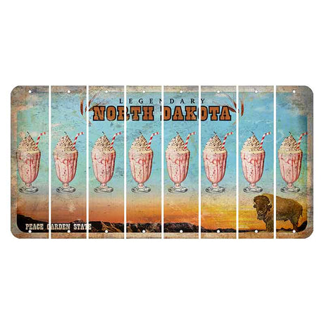 North Dakota Legendary Cut License Plate Strips (Set of 8) Milkshake