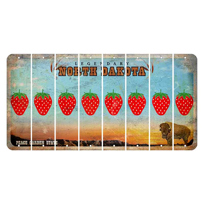 North Dakota Legendary Cut License Plate Strips (Set of 8) Strawberry