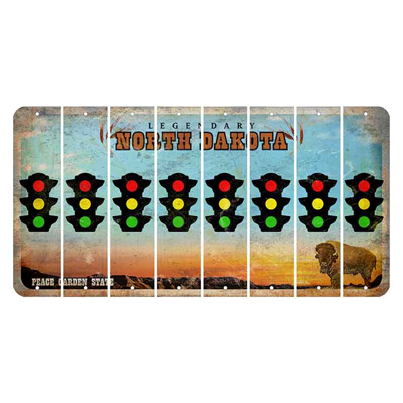 North Dakota Legendary Cut License Plate Strips (Set of 8) Traffic Light