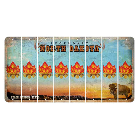 North Dakota Legendary Cut License Plate Strips (Set of 8) Campfire