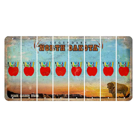 North Dakota Legendary Cut License Plate Strips (Set of 8) Teacher Apple