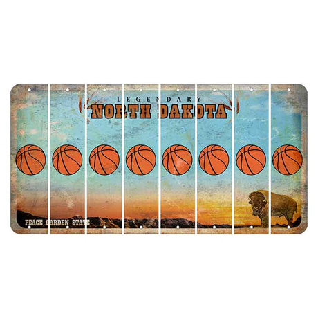 North Dakota Legendary Cut License Plate Strips (Set of 8) Basketball