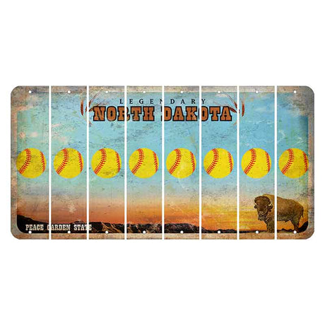 North Dakota Legendary Cut License Plate Strips (Set of 8) Softball