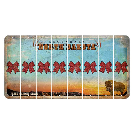 North Dakota Legendary Cut License Plate Strips (Set of 8) Cheer Bow