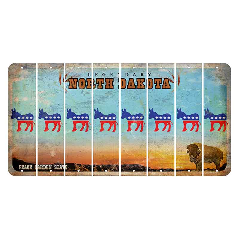 North Dakota Legendary Cut License Plate Strips (Set of 8) Democrat