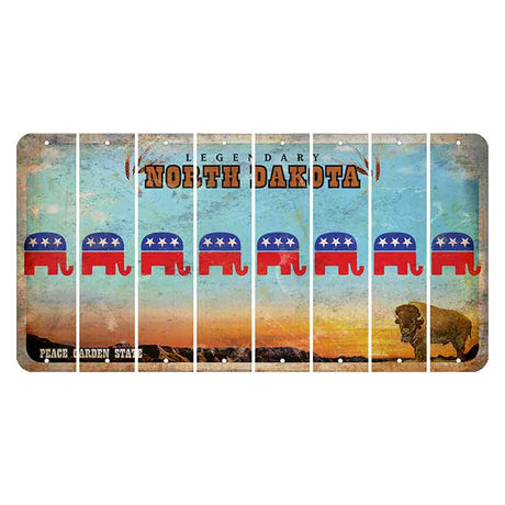 North Dakota Legendary Cut License Plate Strips (Set of 8) Republican