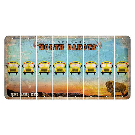 North Dakota Legendary Cut License Plate Strips (Set of 8) School Bus