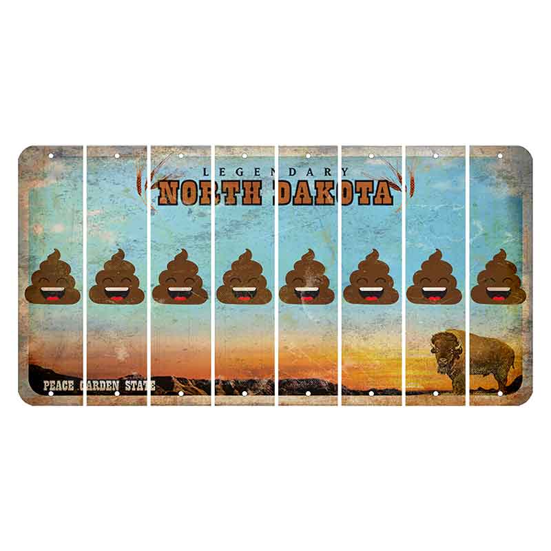 North Dakota Legendary Cut License Plate Strips (Set of 8) Emoji - Poop