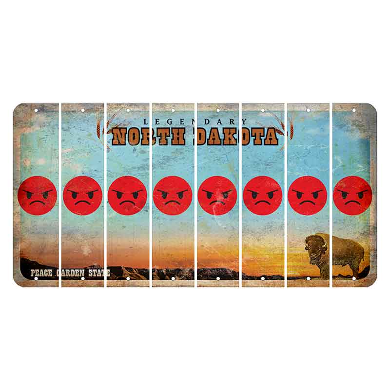 North Dakota Legendary Cut License Plate Strips (Set of 8) Emoji - Angry