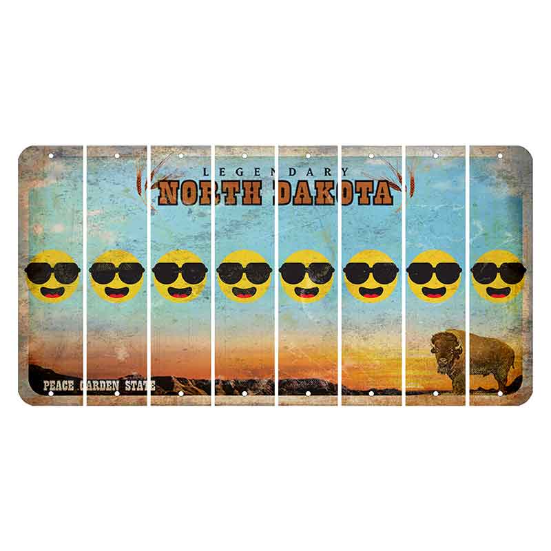 North Dakota Legendary Cut License Plate Strips (Set of 8) Emoji - Shades