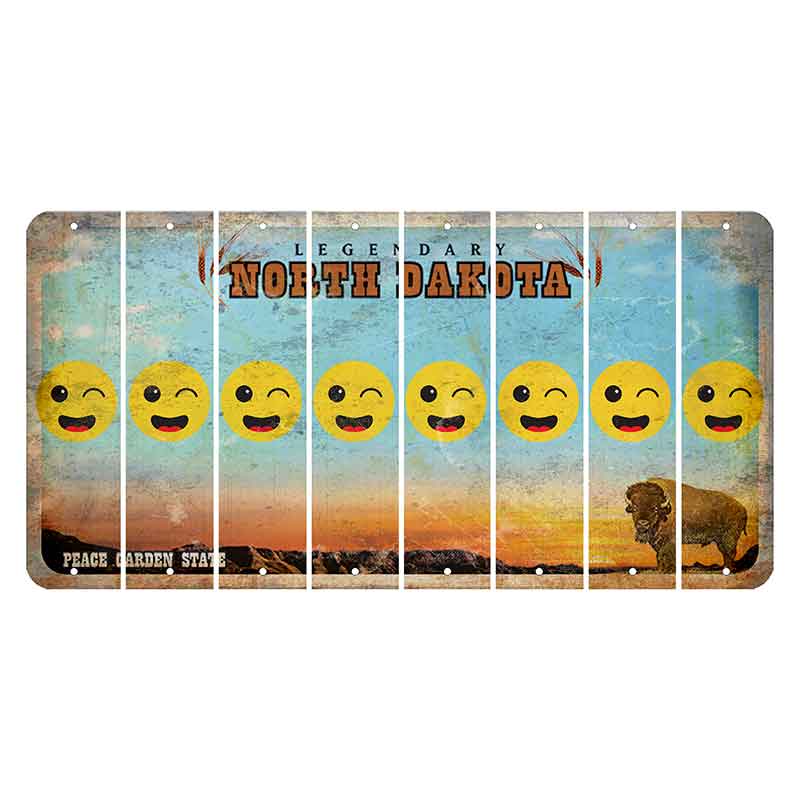 North Dakota Legendary Cut License Plate Strips (Set of 8) Emoji - Winking