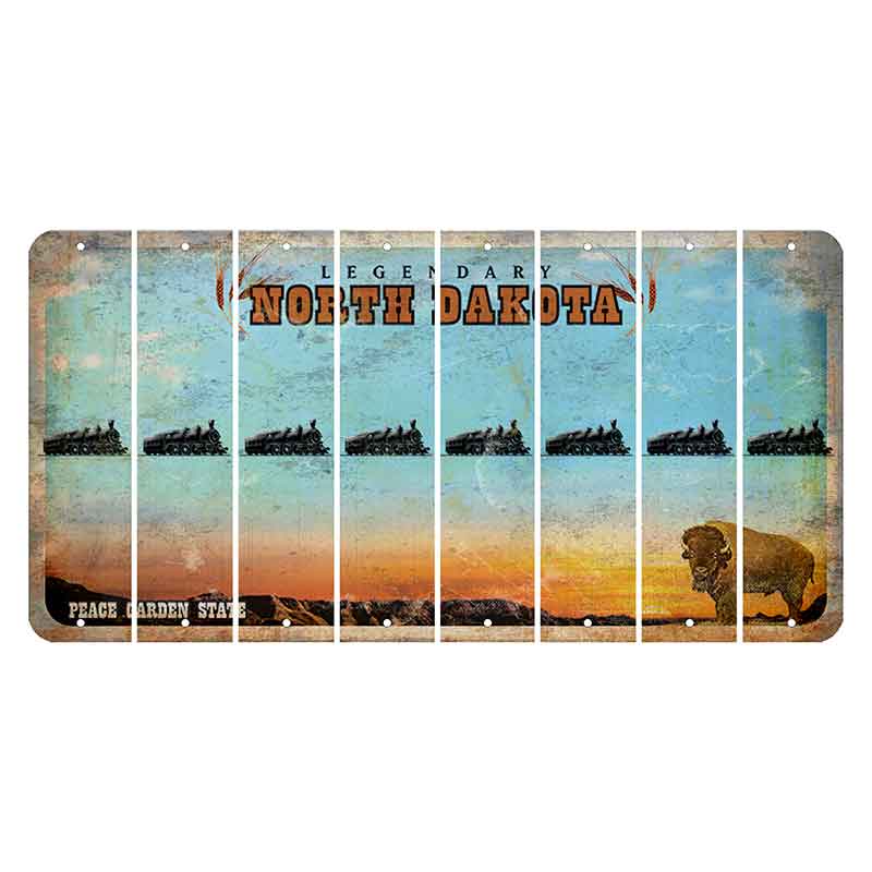 North Dakota Legendary Cut License Plate Strips (Set of 8) Train