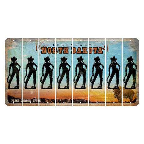 North Dakota Legendary Cut License Plate Strips (Set of 8) Cowgirl