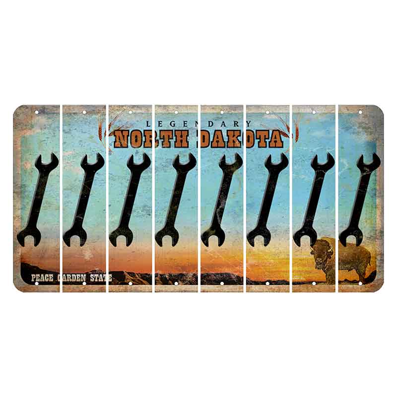 North Dakota Legendary Cut License Plate Strips (Set of 8) Wrench