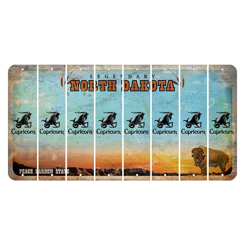 North Dakota Legendary Cut License Plate Strips (Set of 8) Zodiac Sign - Capricorn