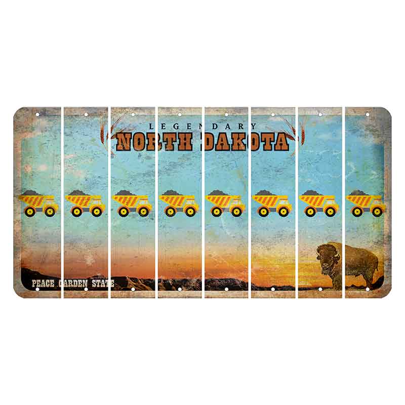 North Dakota Legendary Cut License Plate Strips (Set of 8) Dump Truck