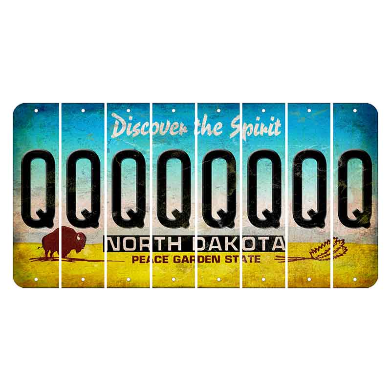 North Dakota Discover the Spirit Cut License Plate Strips (Set of 8) Q