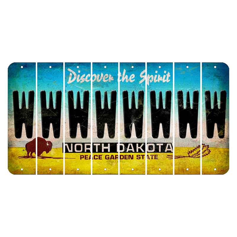 North Dakota Discover the Spirit Cut License Plate Strips (Set of 8) W