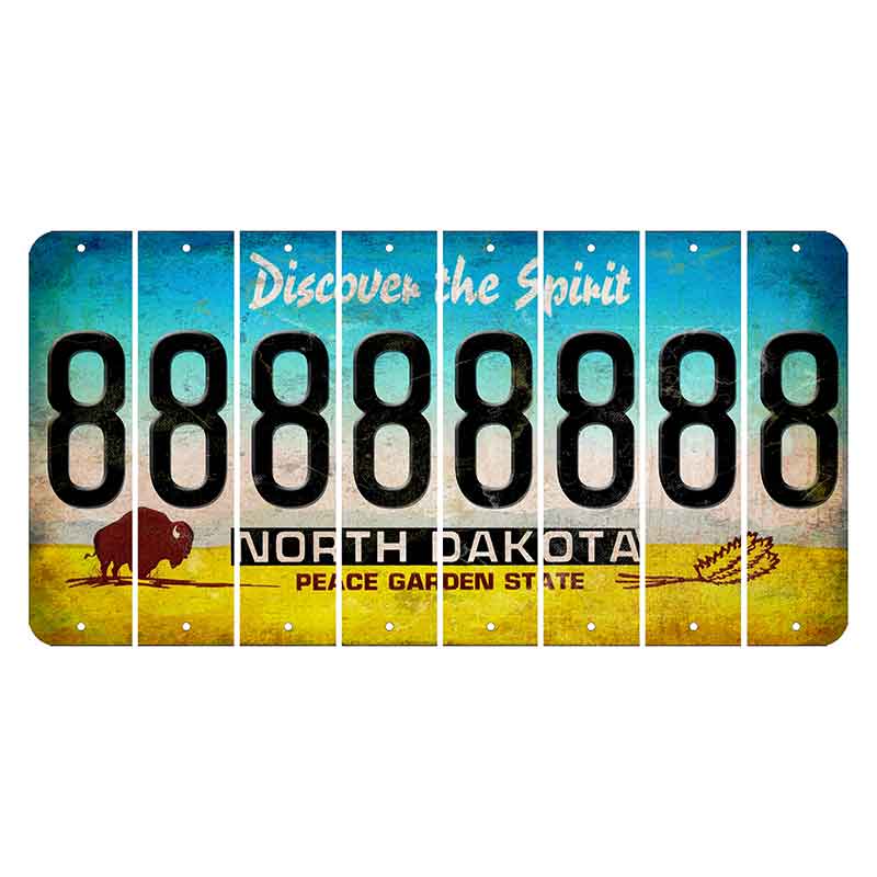 North Dakota Discover the Spirit Cut License Plate Strips (Set of 8) 8