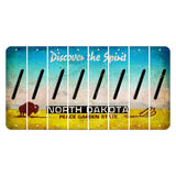 North Dakota Discover the Spirit Cut License Plate Strips (Set of 8) Forward Slash