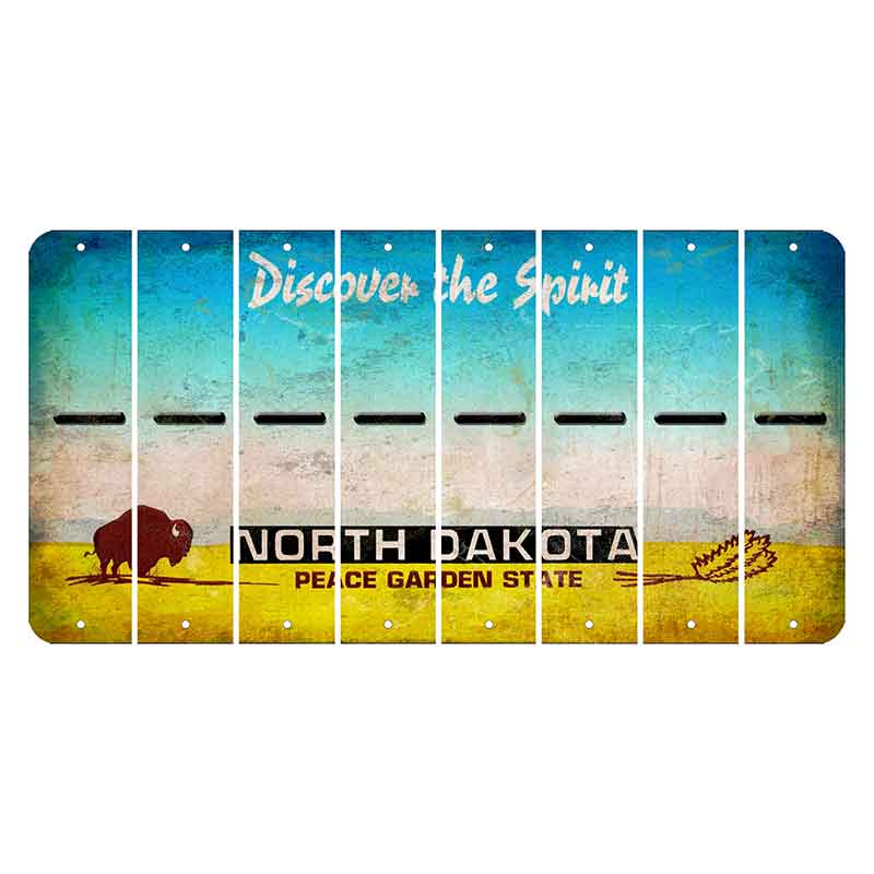 North Dakota Discover the Spirit Cut License Plate Strips (Set of 8) Hyphen