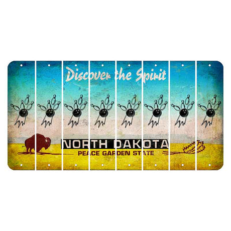 North Dakota Discover the Spirit Cut License Plate Strips (Set of 8) Bowling