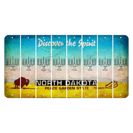 North Dakota Discover the Spirit Cut License Plate Strips (Set of 8) Menorah