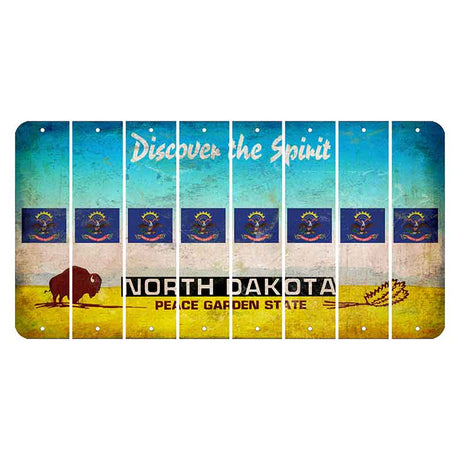 North Dakota Discover the Spirit Cut License Plate Strips (Set of 8) State Flag