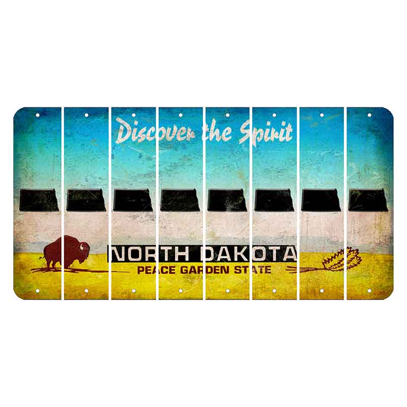 North Dakota Discover the Spirit Cut License Plate Strips (Set of 8) State Silhouette