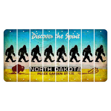 North Dakota Discover the Spirit Cut License Plate Strips (Set of 8) Bigfoot