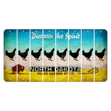 North Dakota Discover the Spirit Cut License Plate Strips (Set of 8) Chicken