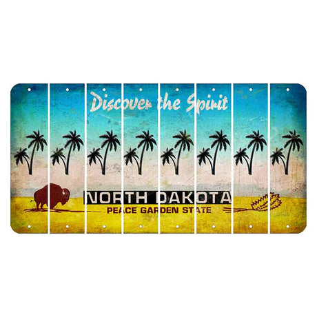 North Dakota Discover the Spirit Cut License Plate Strips (Set of 8) Palm Trees