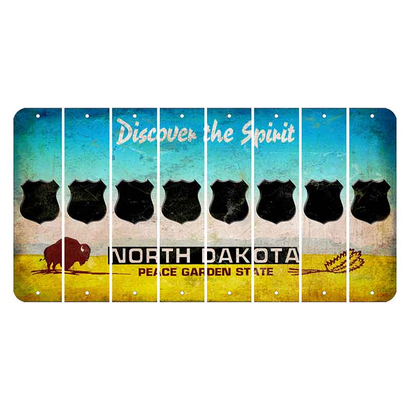 North Dakota Discover the Spirit Cut License Plate Strips (Set of 8) Police Badge