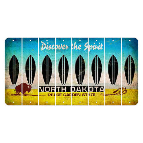 North Dakota Discover the Spirit Cut License Plate Strips (Set of 8) Surfboard