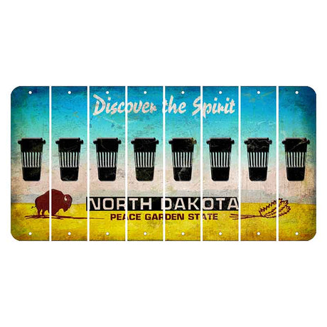 North Dakota Discover the Spirit Cut License Plate Strips (Set of 8) Latte