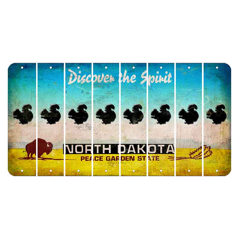 North Dakota Discover the Spirit Cut License Plate Strips (Set of 8) Squirrel