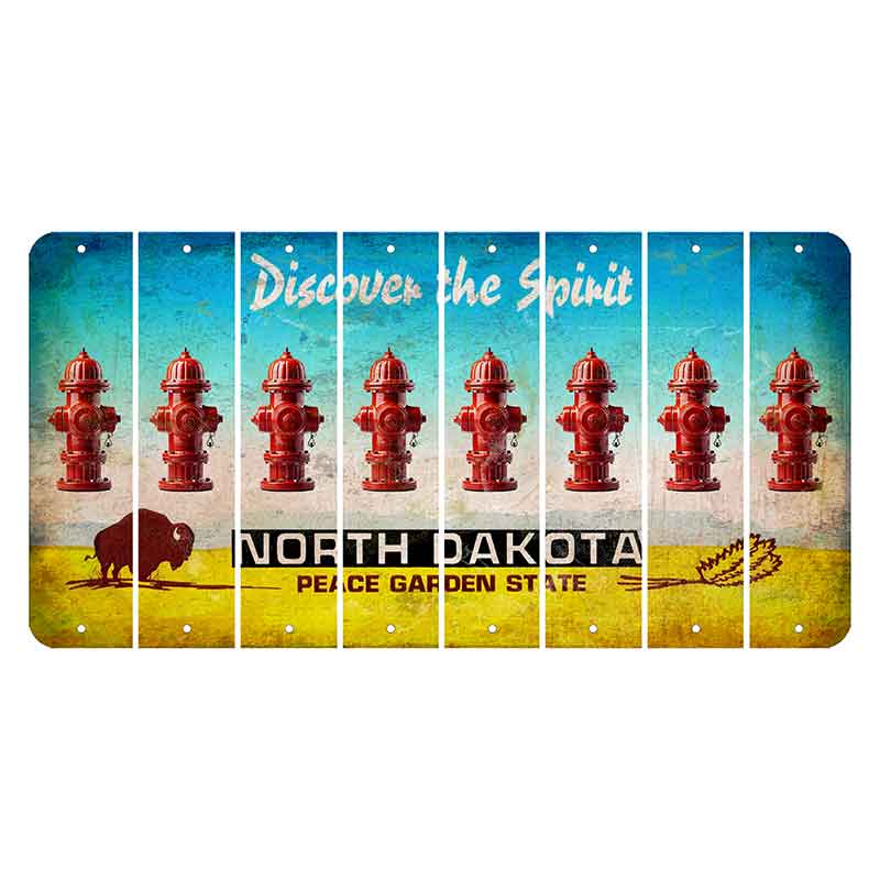 North Dakota Discover the Spirit Cut License Plate Strips (Set of 8) Fire Hydrant