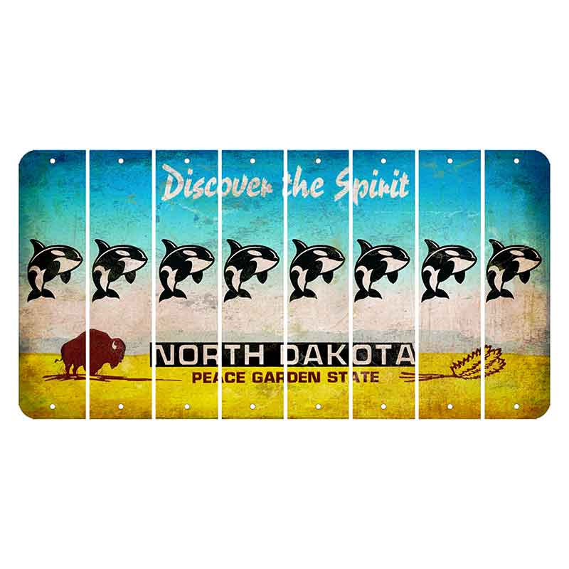 North Dakota Discover the Spirit Cut License Plate Strips (Set of 8) Whale