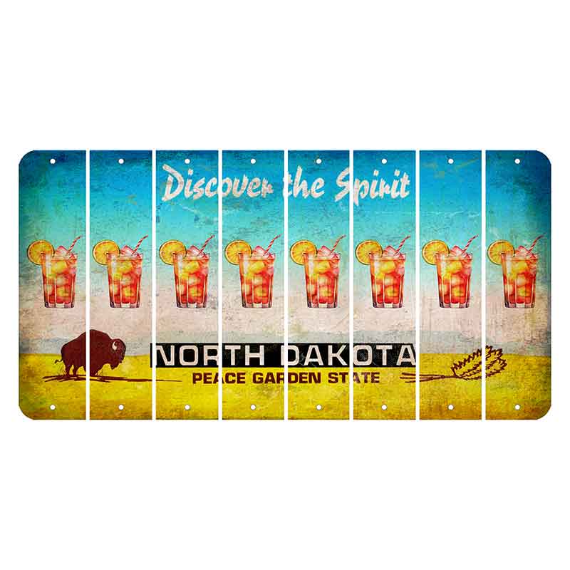 North Dakota Discover the Spirit Cut License Plate Strips (Set of 8) Cocktail