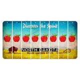 North Dakota Discover the Spirit Cut License Plate Strips (Set of 8) Apple