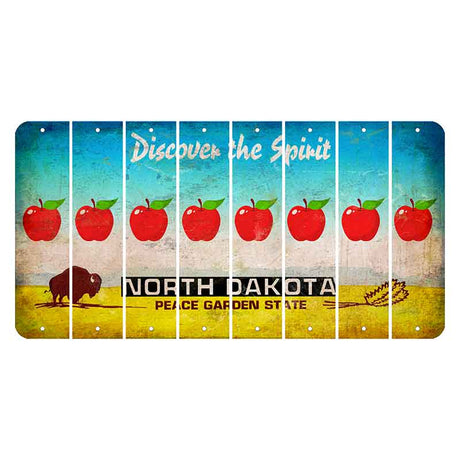 North Dakota Discover the Spirit Cut License Plate Strips (Set of 8) Apple