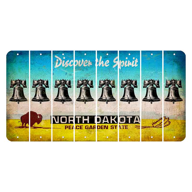 North Dakota Discover the Spirit Cut License Plate Strips (Set of 8) Liberty Bell